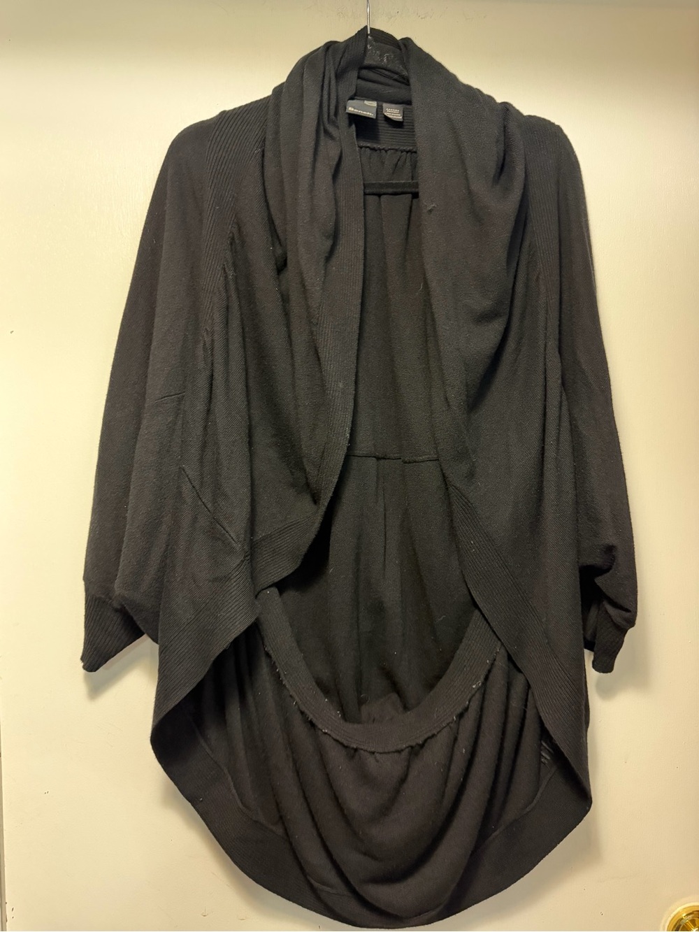 Bench Black Draped Open-Front Cardigan Oversized Cozy Sweater